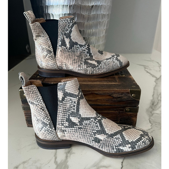 Lucky Brand Haylia Snake Print Pull-On Leather Booties - Picture 5 of 8